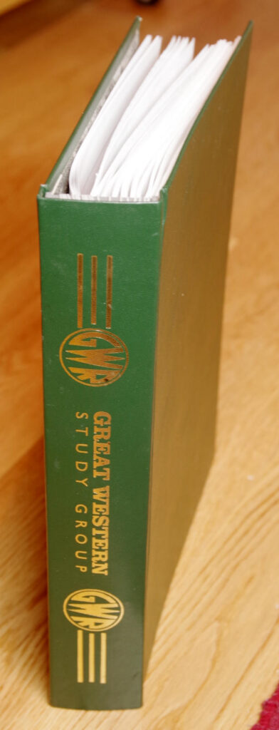Pannier Binder - Green with gold lettering of GWR Roundel and "GREAT WESTERN STUDY GROUP"